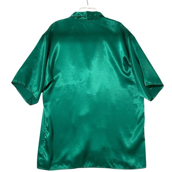 Victorias Secret Gold Label Pajama Set Shirt Pants Emerald Green Satin Y2K - Picture 3 of 11